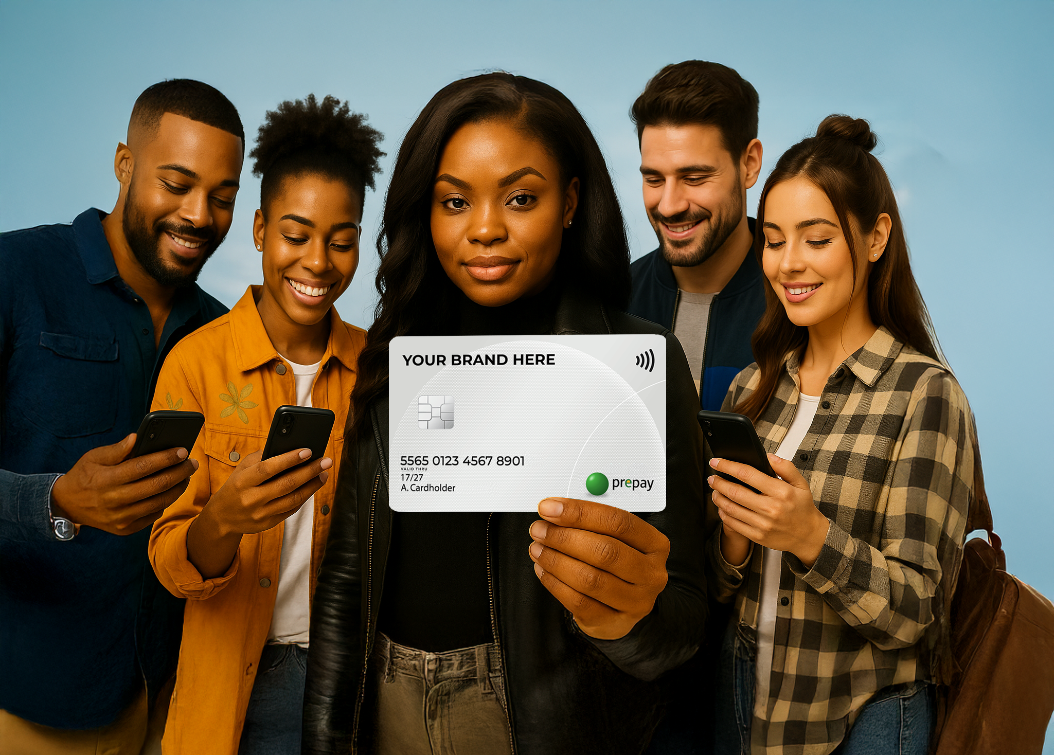 Group of players holding phones with Prepay payout card